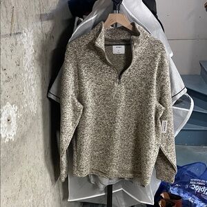 Old Navy Beige Heather Quarter-Zip Sweater